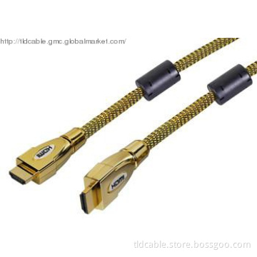 Metal Shell HDMI Cable with Nylon net 24K gold plated